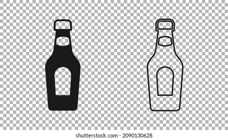 Black Champagne bottle icon isolated on transparent background. Merry Christmas and Happy New Year.  Vector