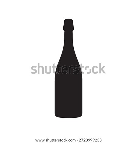 Black Champagne bottle silhouette vector illustration on white background