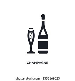 black champagne isolated vector icon. simple element illustration from hotel concept vector icons. champagne editable logo symbol design on white background. can be use for web and mobile