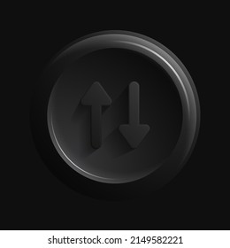 Black Change Icon. Dark Round Button with arrows. Vector illustration