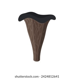 Black chanterelle or trumpet mushroom realistic flat style vector illustration