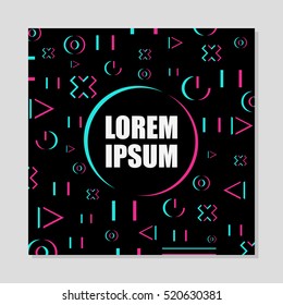 Black chaotic geometry design with effect glitch. Covers, placards, posters, flyers. Vector illustration. Modern design.