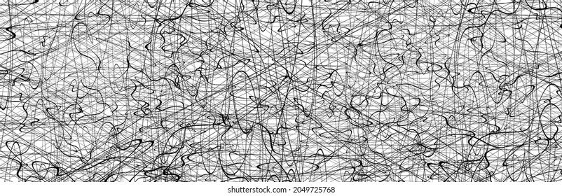 С haotische Linien, Hintergrund. Handgezeichnete Linien. Verändertes chaotisches Muster. Vektorgrafik.