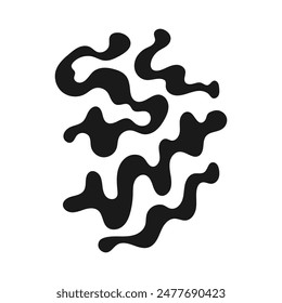 Black chaotic wavy lines and shapes on isolated background. Vector flat illustration. Dynamic abstract groovy composition