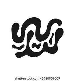 Black chaotic wavy lines and shapes on isolated background. Vector flat illustration. Dynamic abstract groovy composition