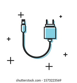 Black Charger icon isolated on white background.  Vector Illustration