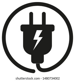 Black charging cable isolated icon