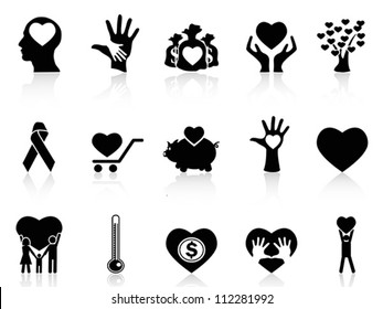 black charity and donation icons