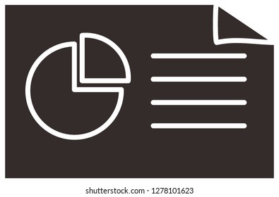black chart icon with paper Editable vector stroke - vector