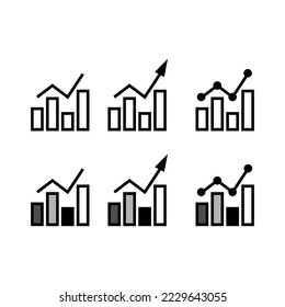 black chart icons set. graphic element. Information sign business concept. Growth chart sign. Vector illustration. stock image. 