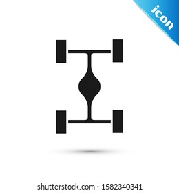 Black Chassis car icon isolated on white background.  Vector Illustration