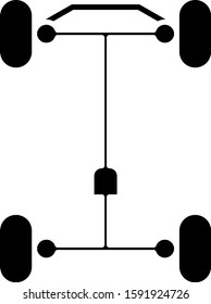Black Chassis car icon isolated on white background.  Vector Illustration