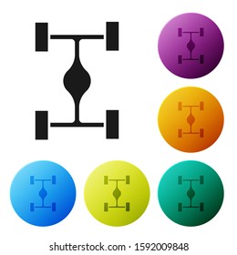 Black Chassis car icon isolated on white background. Set icons colorful circle buttons. Vector Illustration