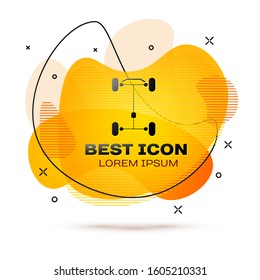 Black Chassis car icon isolated on white background. Abstract banner with liquid shapes. Vector Illustration