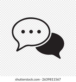 Black Chat Bubble Icon on Transparent Background – Speech Message Symbol for Communication. Vector illustration
