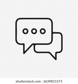 Black Chat Bubble Icon on Transparent Background – Speech Message Symbol for Communication. Vector illustration