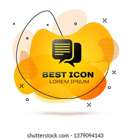Black Chat icon isolated on white background. Speech bubbles symbol. Fluid color banner. Vector Illustration