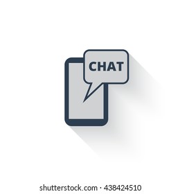 Black Chat icon with long shadow