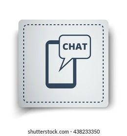 Black Chat icon on white sticker