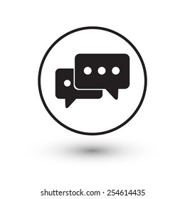 Black chat icon with shadow on white background vector illustration.