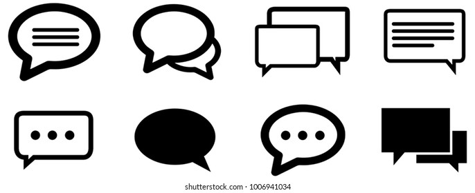 Black chat vector icon collection on white background