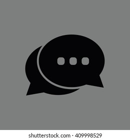 Black chat vector icon. Gray background