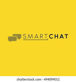 Black chat vector logo design and text with yellow background