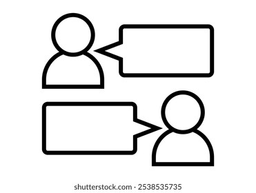 Black chatting user icon with empty speech bubble