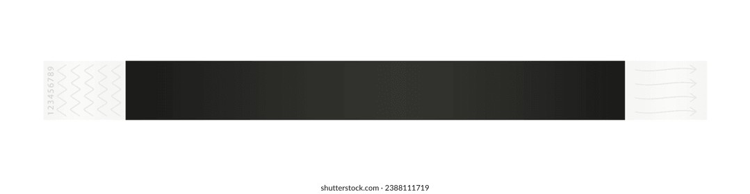 Black cheap empty bracelet or wristband. Sticky hand entrance event paper bracelet isolated. Template or mock up suitable for various uses of identification. Vector illustration