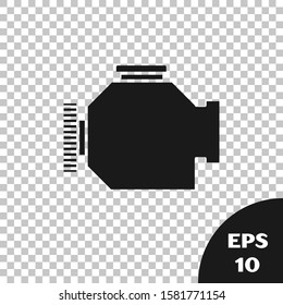 Black Check engine icon isolated on transparent background.  Vector Illustration