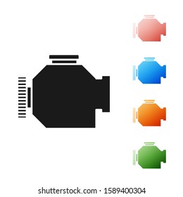 Black Check engine icon isolated on white background. Set icons colorful. Vector Illustration