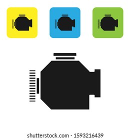 Black Check engine icon isolated on white background. Set icons colorful square buttons. Vector Illustration
