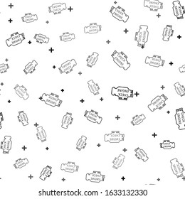 Black Check engine icon isolated seamless pattern on white background.  Vector Illustration