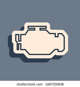 Black Check Engine Symbol einzeln auf grauem Hintergrund. Lange Schattenstil. Vektorillustration-Illustration
