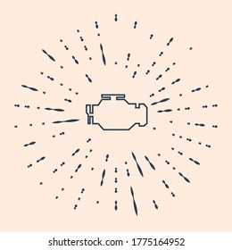 Black Check engine icon isolated on beige background. Abstract circle random dots. Vector Illustration