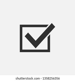 Black check icon isolated on white background. Vector illustration.