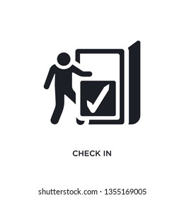 black check in isolated vector icon. simple element illustration from accommodation concept vector icons. check in editable logo symbol design on white background. can be use for web and mobile