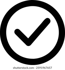 Black check mark circle icon vector illustration, check mark, circle, icon, confirmation, completion, selection