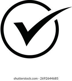 Marca de verificación negra en el Vector de íconos de círculo: aprobado, correcto, completo y exitoso