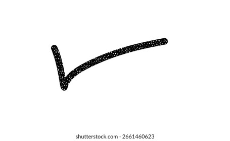 La marca de verificación negra con textura granulada en blanco simboliza el Acuerdo, la confirmación, la aceptación o la validación.
