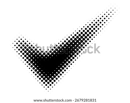 Black check mark with halftone dots on a white background