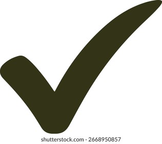 Black check mark icon, approval, success, confirmation, agreement, validation, completed task vector illustration on white background