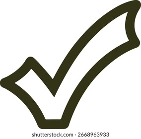 Ícone de marca de seleção preta, aprovação, sucesso, confirmação, contrato, validação, ilustração de vetor de tarefa concluída no plano de fundo branco