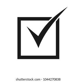 Black check mark icon in a box. Check list button icon