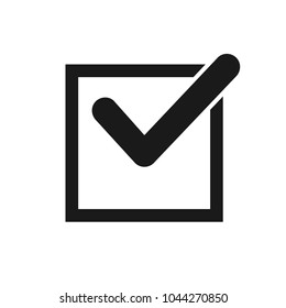 Black check mark icon in a box. Check list button icon