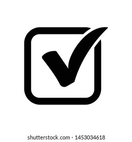 Black check mark icon in a box. vector illustration