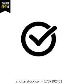 Black check mark icon isolated. Vector