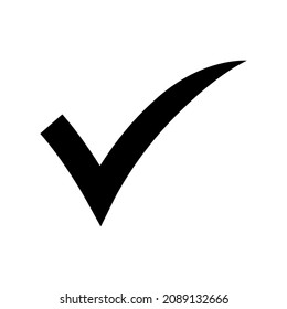 Black check mark icon isolated on white background. 