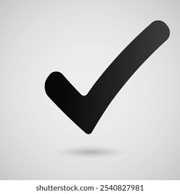 Black check mark icon isolated on gray background. Sign.Vector.EPS 10.