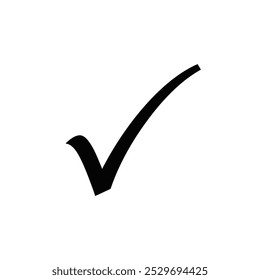 Icono negro de la marca de verificación en el fondo blanco.